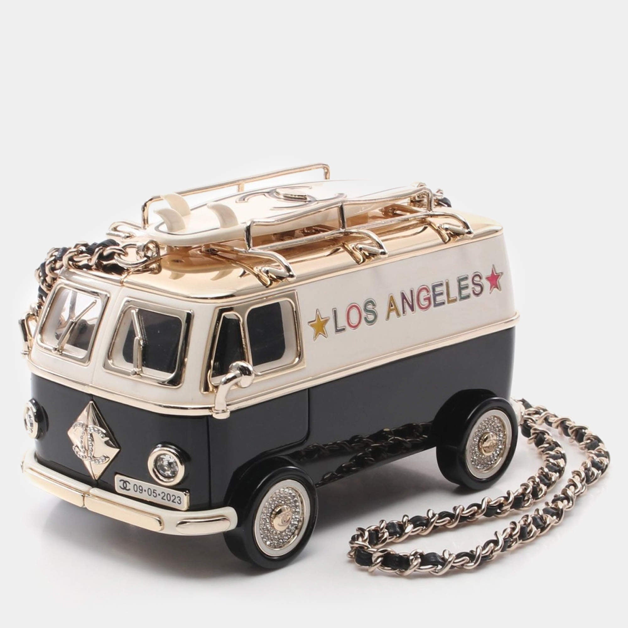 PRE-LOVED CHANEL Leather Metal plastic Mini Van Minaudiere Shoulder Crossbody