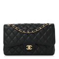 PRE-LOVED CHANEL Classic Caviar Medium Double Flap with Gold Hardware