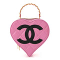 PRE-LOVED CHANEL Vintage 1995 Pink Heart Vanity Bag with Gold Hardware