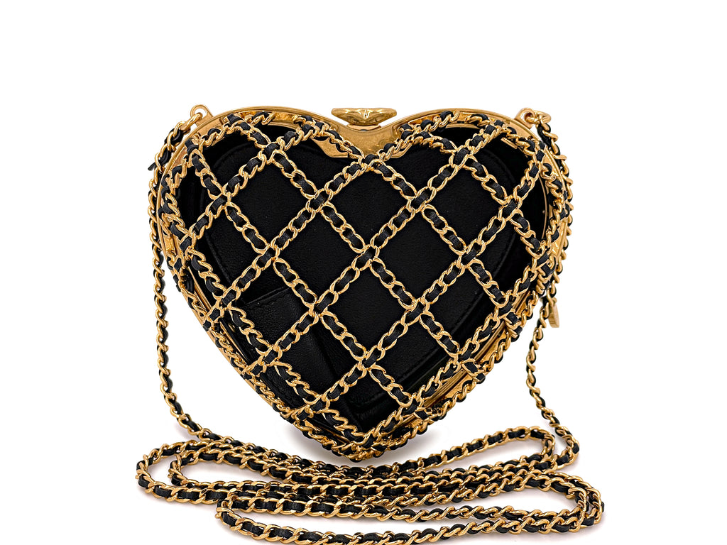 PRE-OWNED CHANEL Caged Heart Minaudiere