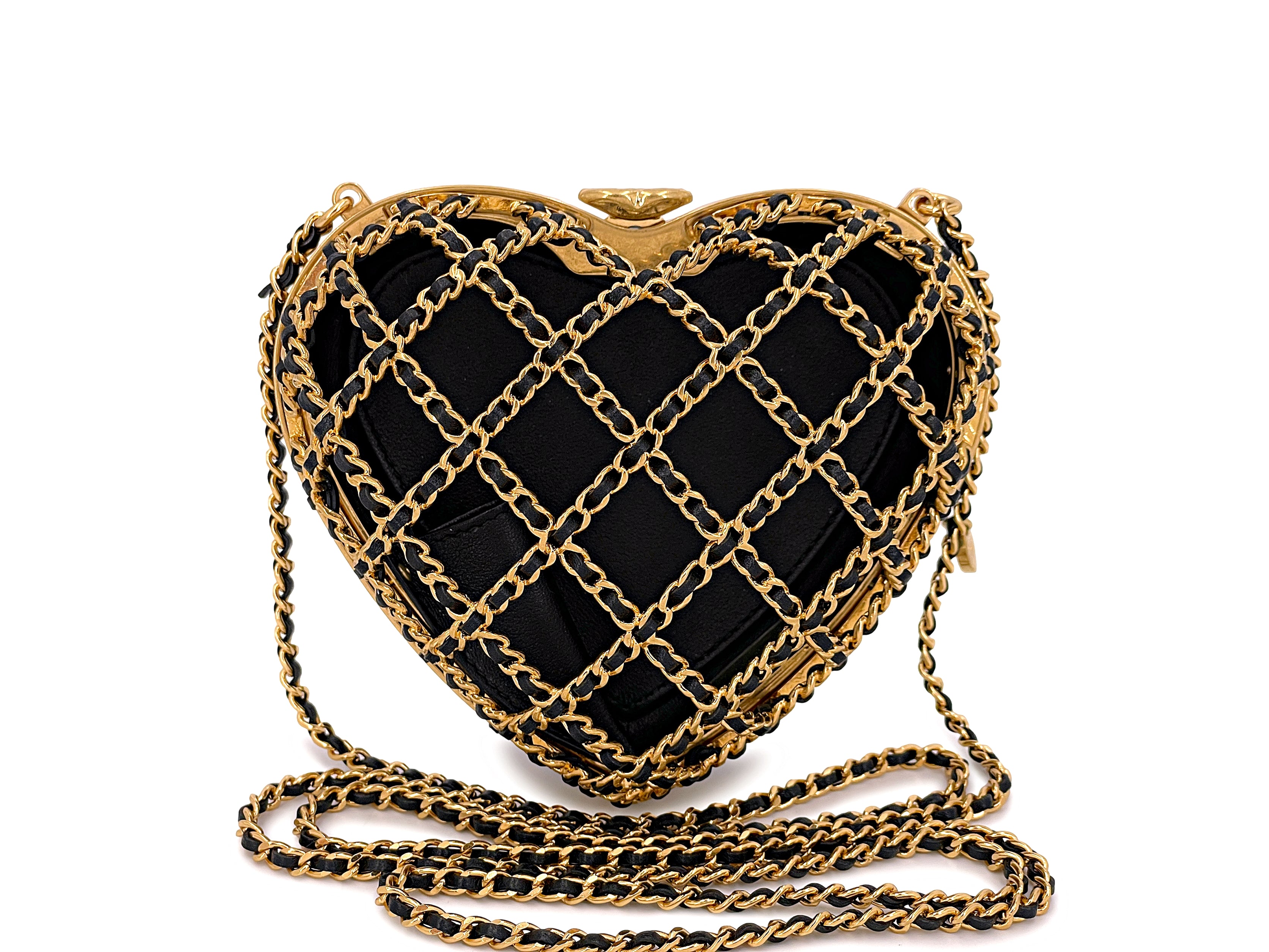 PRE-OWNED CHANEL Caged Heart Minaudiere