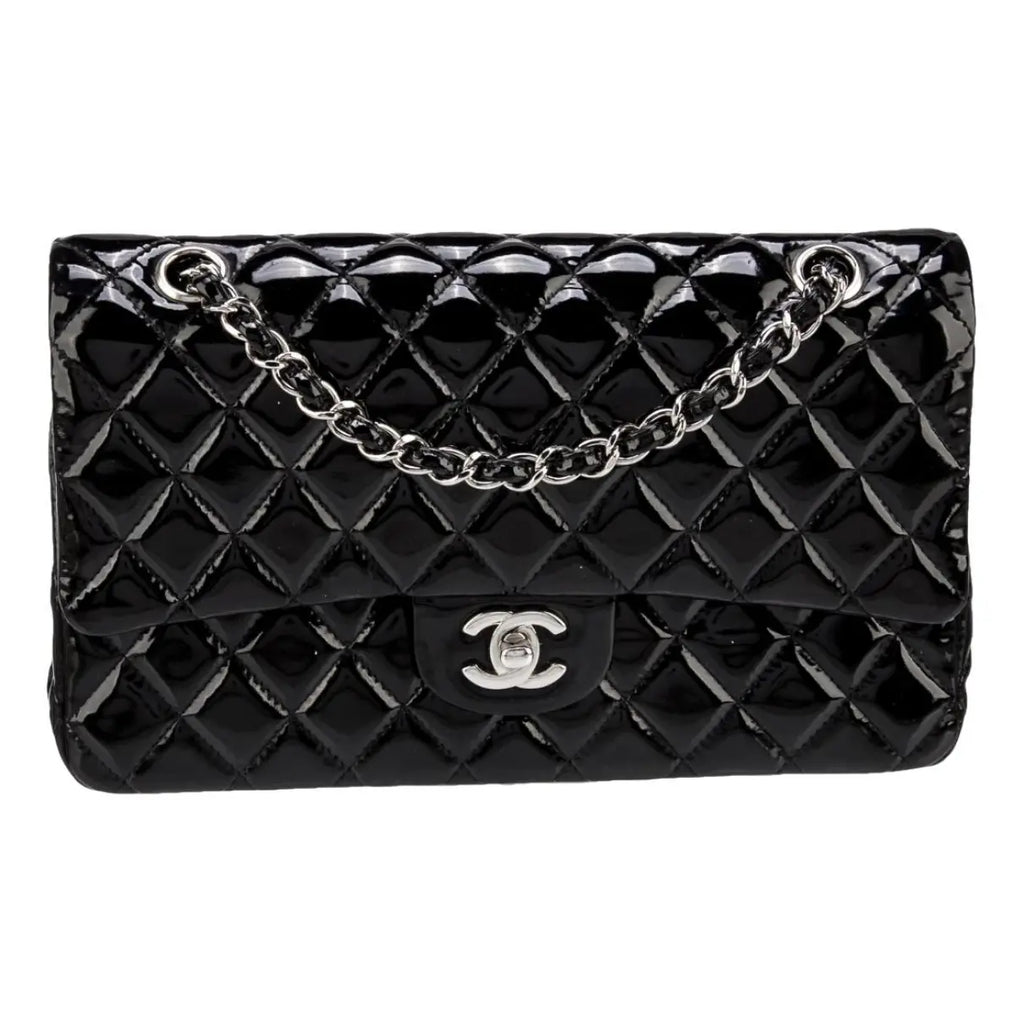 PRE-OWNED CHANEL Classic Patent Leather Medium Double Flap