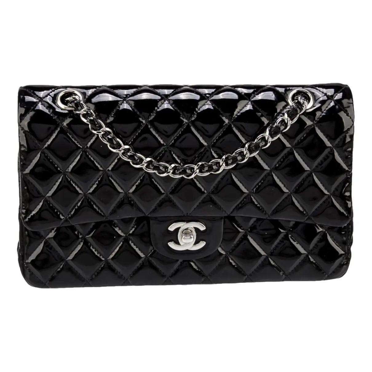 PRE-OWNED CHANEL Classic Patent Leather Medium Double Flap