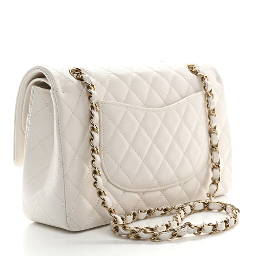 PRE-LOVED CHANEL Classic Caviar Medium Double Flap with Gold Hardware