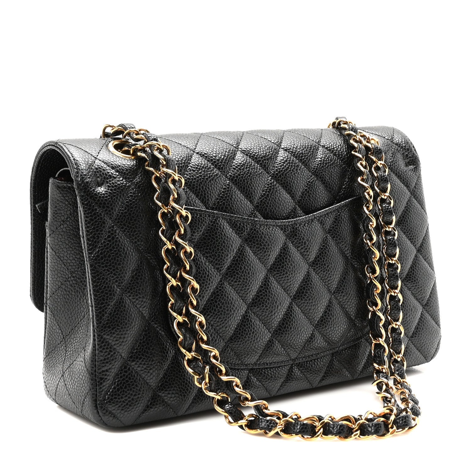 PRE-LOVED CHANEL Classic Caviar Medium Double Flap with Gold Hardware