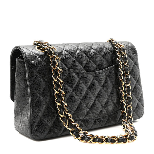PRE-LOVED CHANEL Classic Caviar Medium Double Flap with Gold Hardware