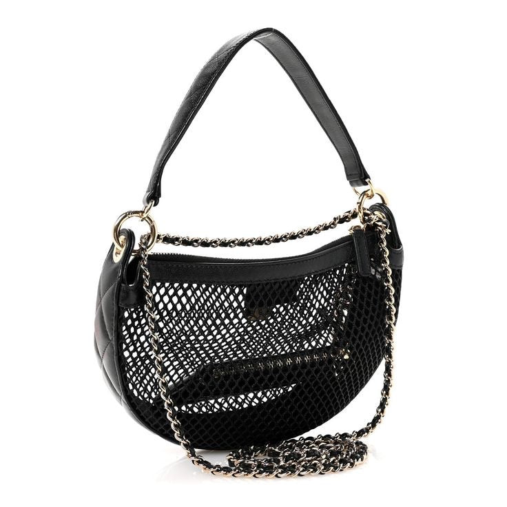 PRE-LOVED CHANEL Mesh Hobo Pouch with Gold and Silver Hardware
