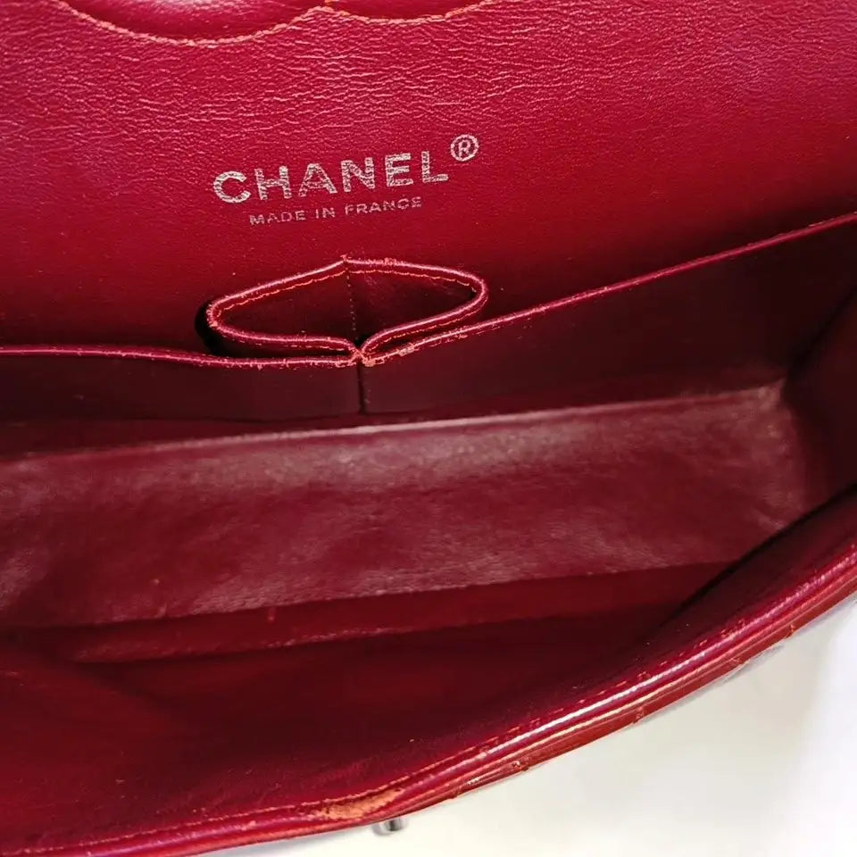 PRE-OWNED CHANEL Classic Patent Leather Medium Double Flap