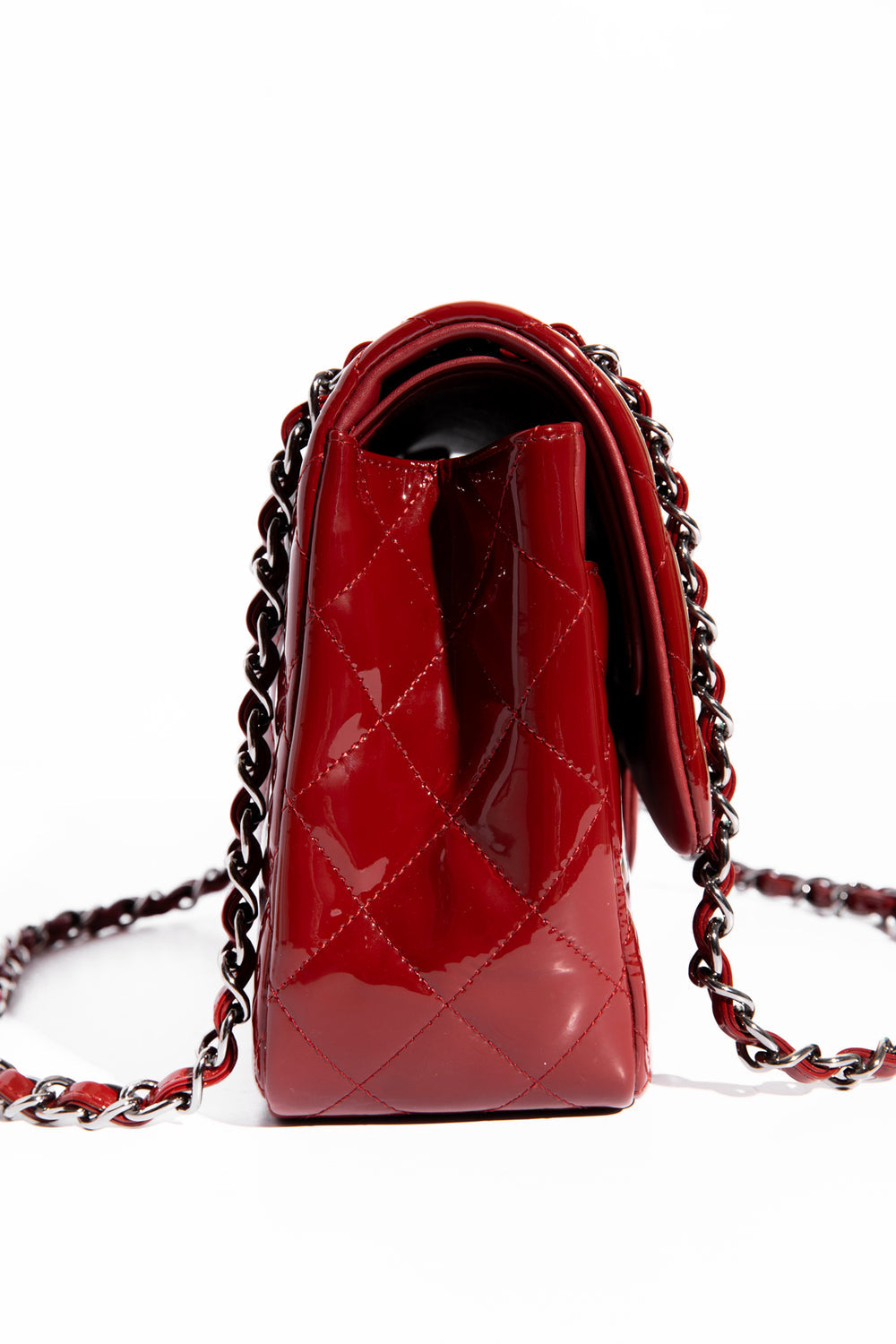 PRE-OWNED CHANEL Classic Patent Leather Medium Double Flap