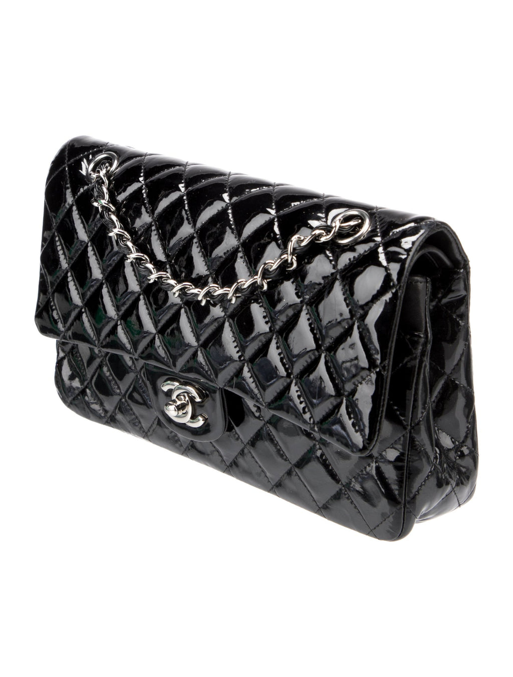 PRE-OWNED CHANEL Classic Patent Leather Medium Double Flap